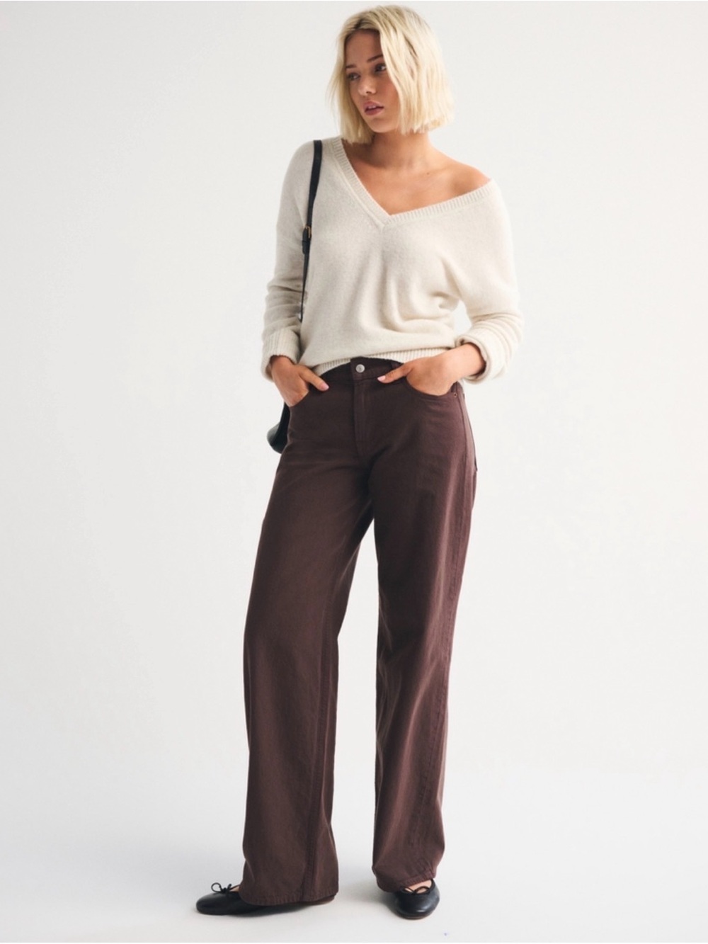 Abercrombie & Fitch Women's Brown Wide-Leg Jeans